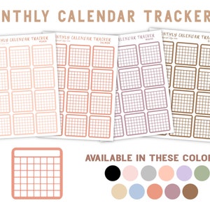 Feuille d'autocollants de palette de couleurs de Tracker de calendrier mensuel, autocollants personnalisables de planificateur fonctionnel minimal hebdomadaire de suivi des habitudes, Bullet Journal