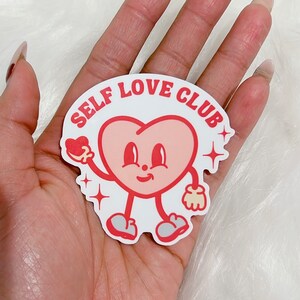 Sticker vinyle Self Love Club découpé, Stickers mignons, Stickers motivants, Esthétique, Résistant aux intempéries