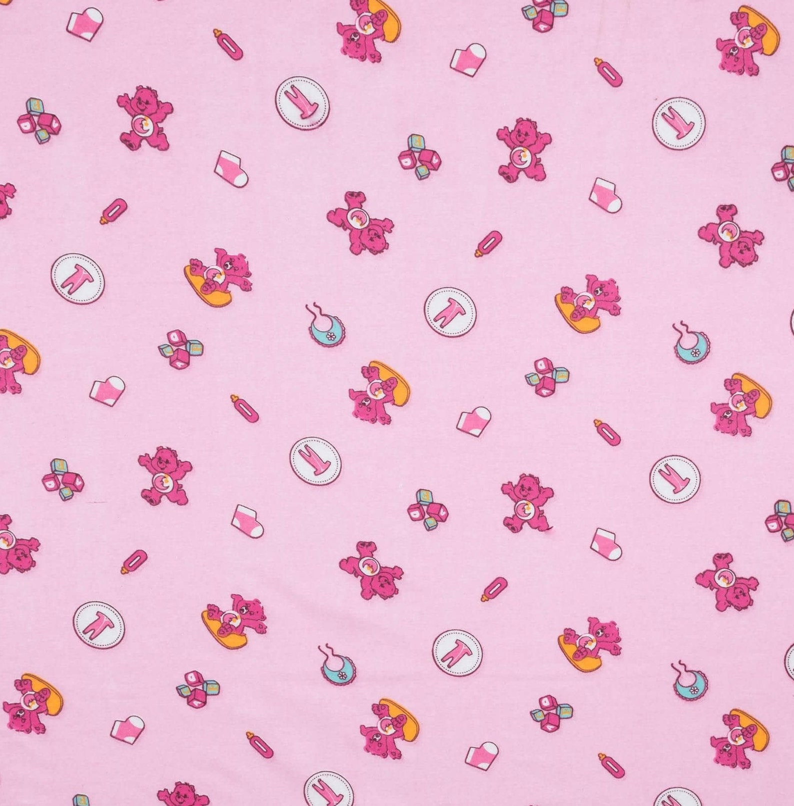 Bear Flannel Fabric Baby Girl Flannel Cotton Fabric Wide 70 Etsy