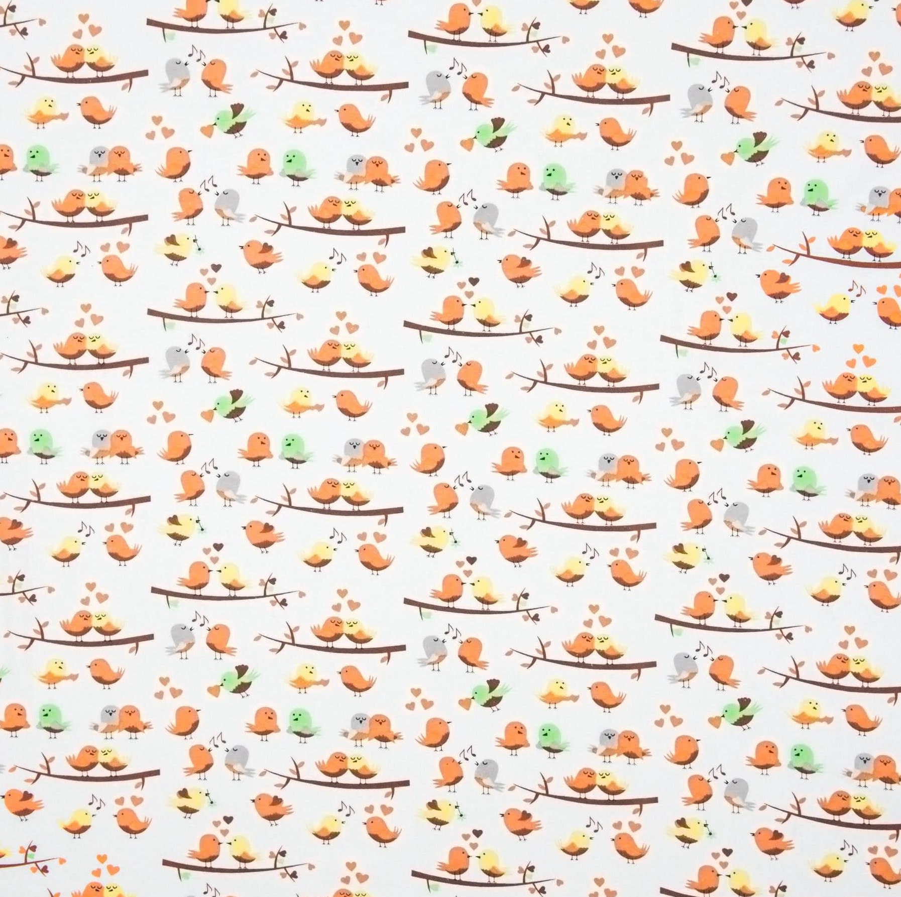 Orange Birds Flannel Fabric 100 Organic Cotton Fabric Extra Etsy