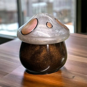Cute Small Custom Mushroom Jar With Lid - Resin Trinket Jars/Jewelry Holders, Unique Earthy Home Decor (2 Styles!)