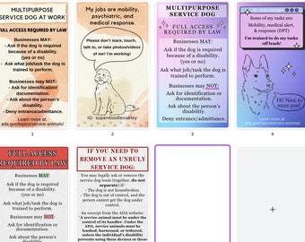 Service Dog Information Cards Made Custom, ADA Compliant Information, Standard 2x3" Cards (2 Styles!) -  DIGITAL DOWNLOAD