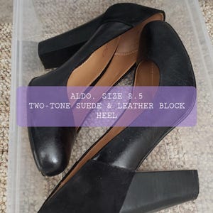 Size 8.5 two-tone black Aldo suede & leather block heel