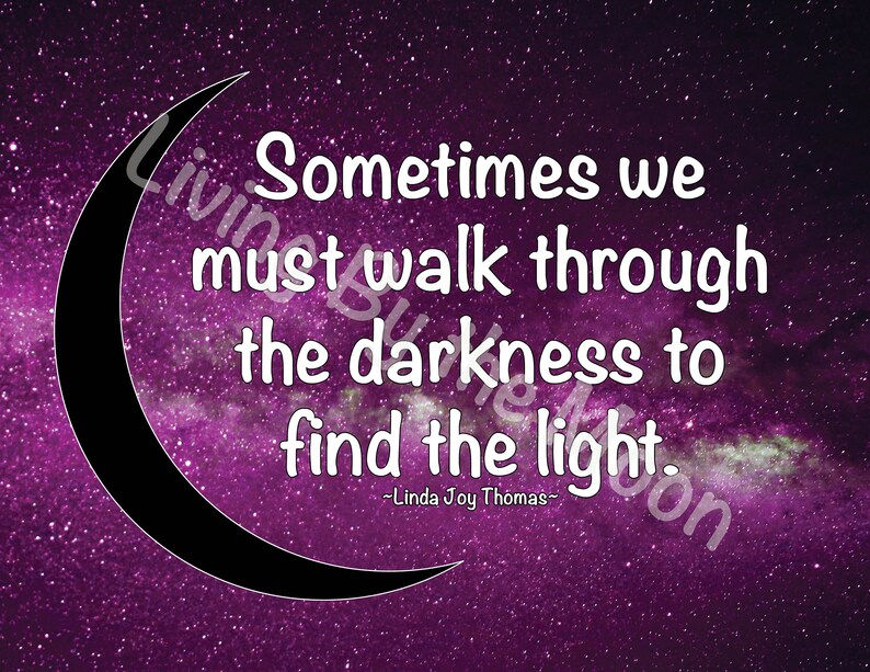 light inspiring quote single horizontal print crescent moon etsy