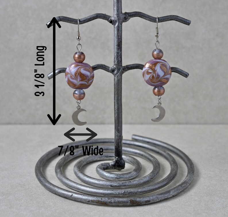 Casual Earrings Moon Phases Jewelry Celestial Earrings Pierced Earrings Earrings with Moon Charms Gold Purple /& White Swirl Earrings