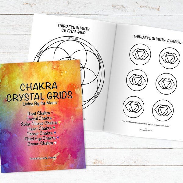 CHAKRA CRYSTAL GRID Templates, Digital Download Printable Grids, Root Sacral Solar Plexus Heart Throat Third Eye  Crown, Intentions Manifest