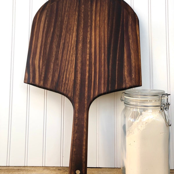 Burned Wood Pizza Peel- Pizza Paddle - Wooden Serving Board - Cooking - Baking - Cooking Utensils - Gift for Cooks - Gift for Bakers