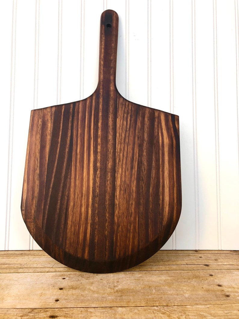 Burned Wood Pizza Peel Pizza Paddle Wooden Serving Board Etsy
