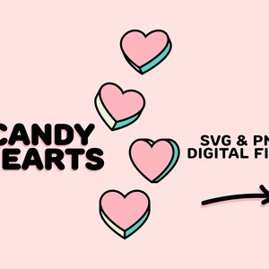 CONVERSATION HEARTS clipart, candy hearts, commercial use, valentine's  clipart, heart candies, valentines, cute hearts, DIY candy heart