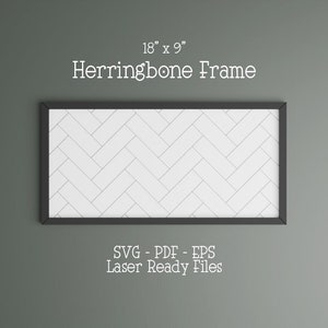 Grand cadre à chevrons svg, fichier laser Herringbone Backer, cadre de ferme svg