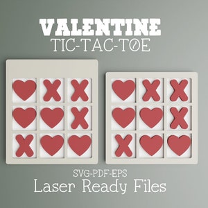 Valentines Tic Tac Toe svg, Valentines Laser file, Tic Tac Toe cut file