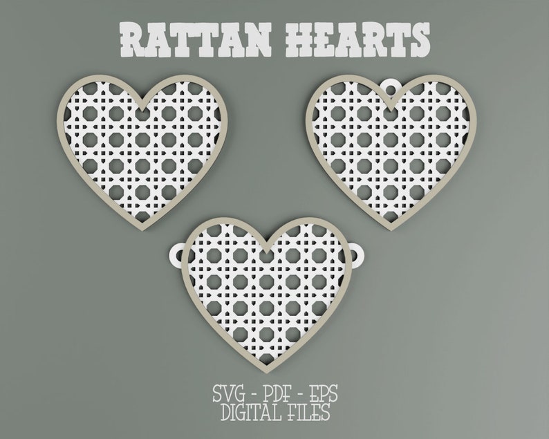 Rattan Hearts Garland Svg, Heart Garland Svg, Valentine Cut File Etsy