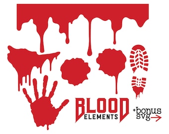 Blood Splatter svg, Drip cut files, Bloody Handprint svg, Digital Files