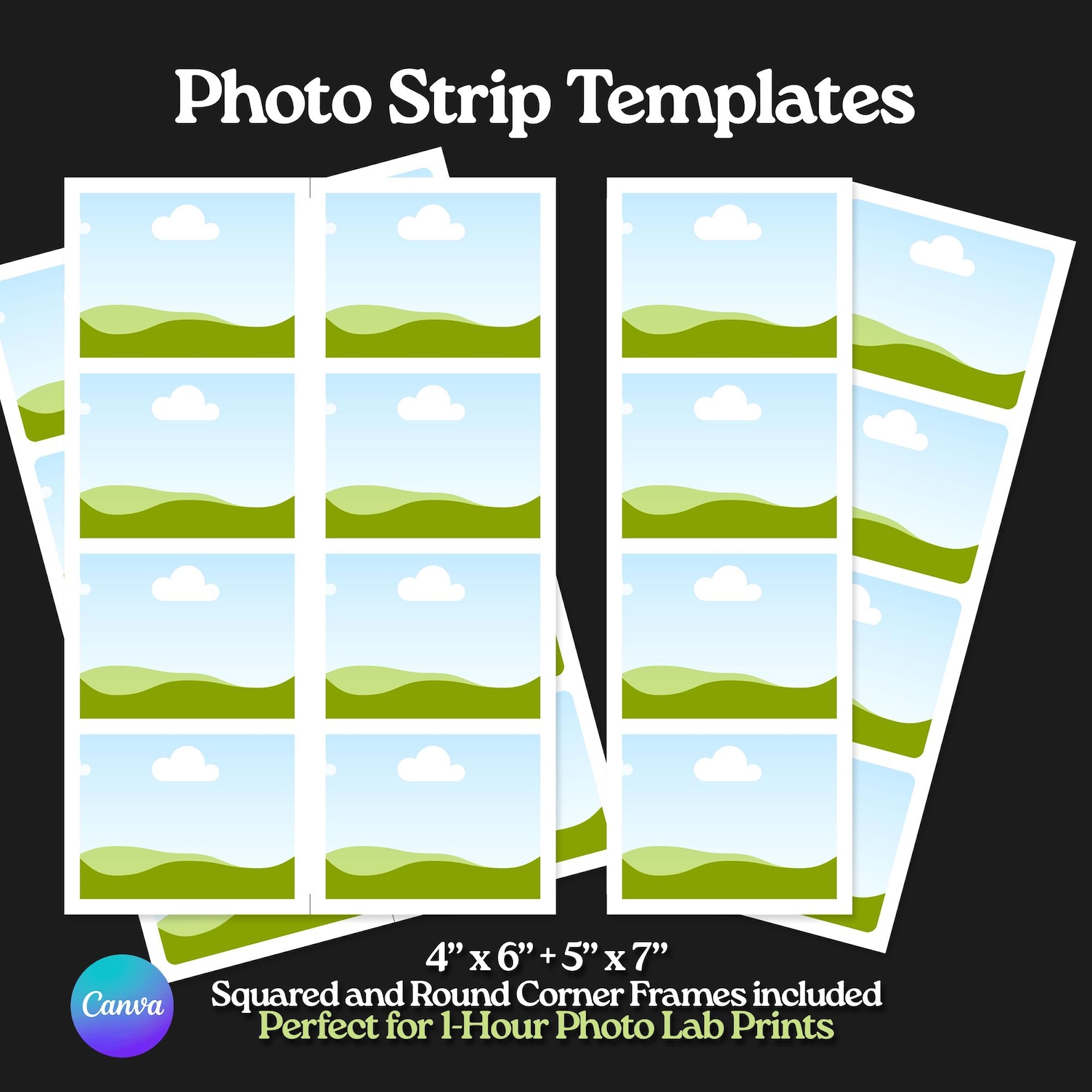Photo Strip Template, DIY Photo Booth Strip, Canva Frames Etsy
