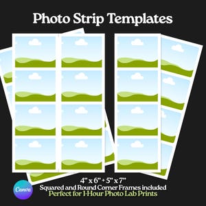 Photo strip Template, DIY Photo booth Strip, Canva Frames