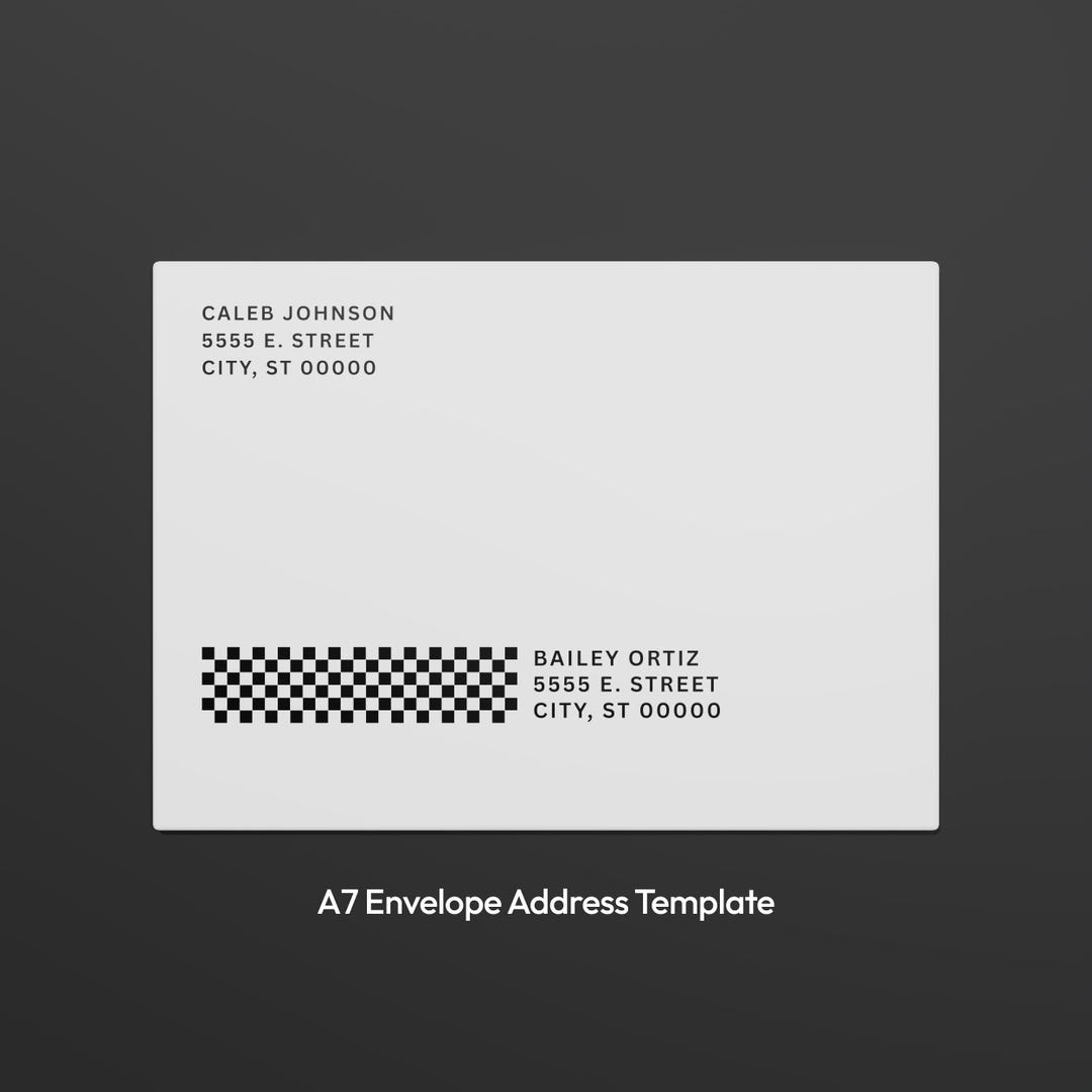 Checker A7 Envelope Address Template, Invitation Envelope Printable ...