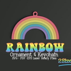Ornement arc-en-ciel svg, Porte-clés arc-en-ciel laser svg, Glowforge arc-en-ciel svg