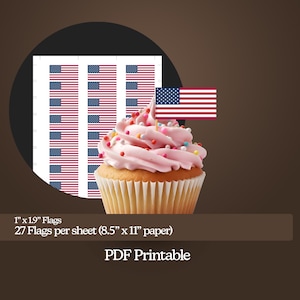 USA Flags for Cupcakes, DIY Fourth of July Cupcake Toppers