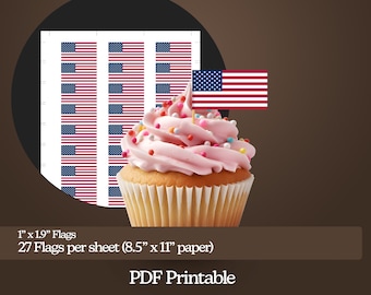 Flagi USA na babeczki, ozdoby na babeczki DIY na 4 lipca