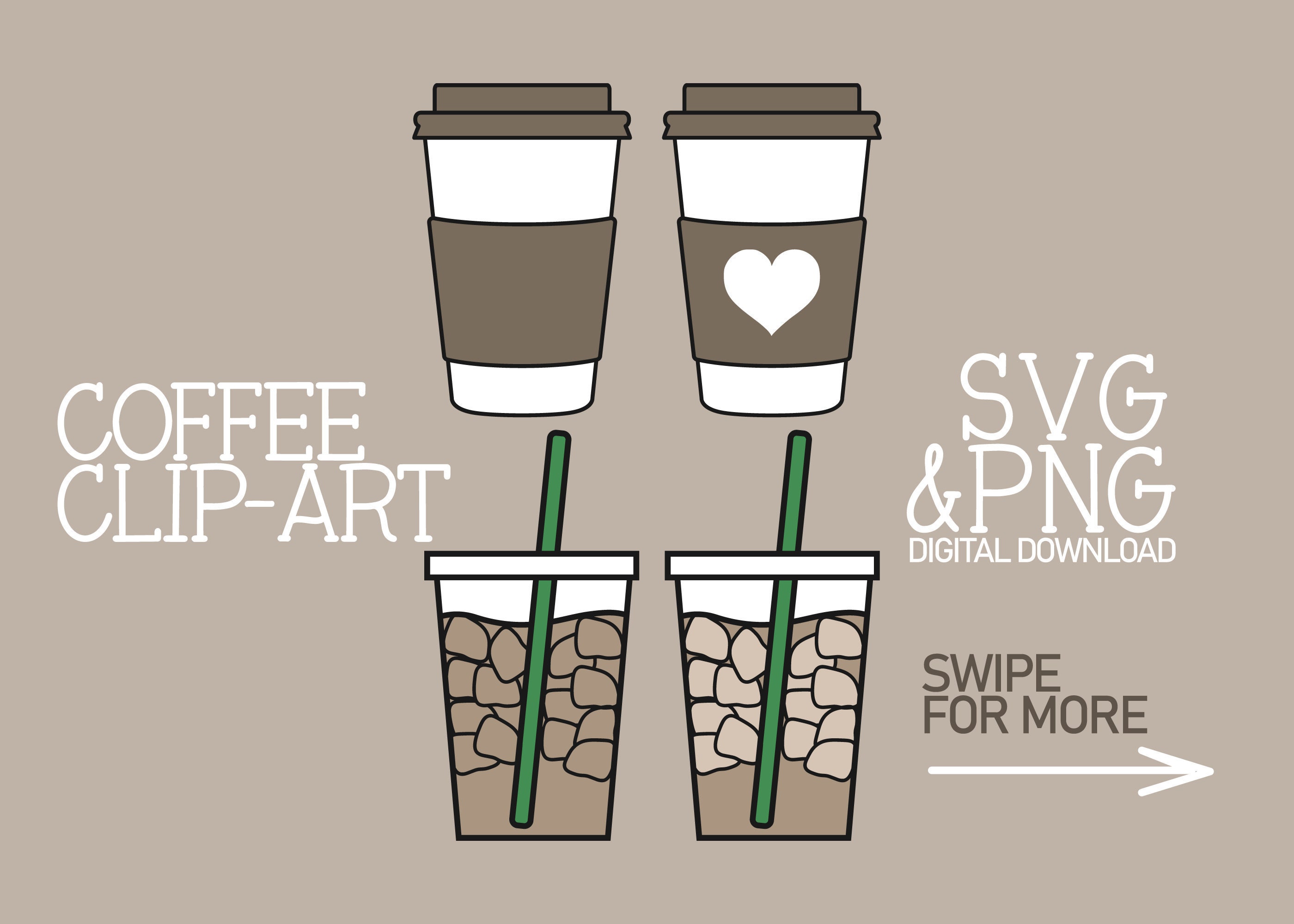 Coffee cup svg Iced Coffee svg Coffee clip art bundle Etsy