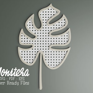 Monstera Leaf laser file, Cane webbing svg, Plant Decor svg, laser cut file