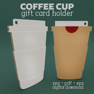 Soporte de tarjeta de regalo svg, taza de café láser svg, adorno de taza de café