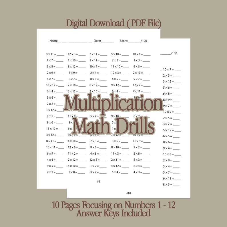 Multiplication Worksheets, Math Drills Printable, Quick Times Tables - Etsy