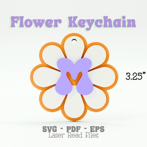Flower Keychain svg, Keychain laser file