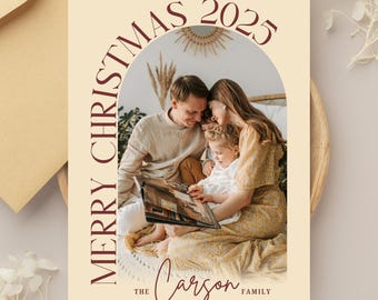 Christmas Card Template | Elegant Family Photo Printable | Christmas Family Photo