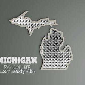 Michigan Cane Webbing laser file, Michigan State svg, Rattan pattern laser svg