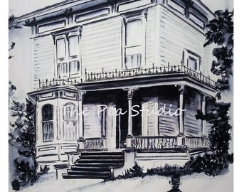 Shadow of a Doubt, Alfred Hitchcock, 8x10 Fine Art Print, Watercolor Drawing, Unframed