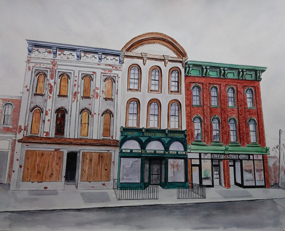 State Street Erie PA Original Watercolor Painting Etsy