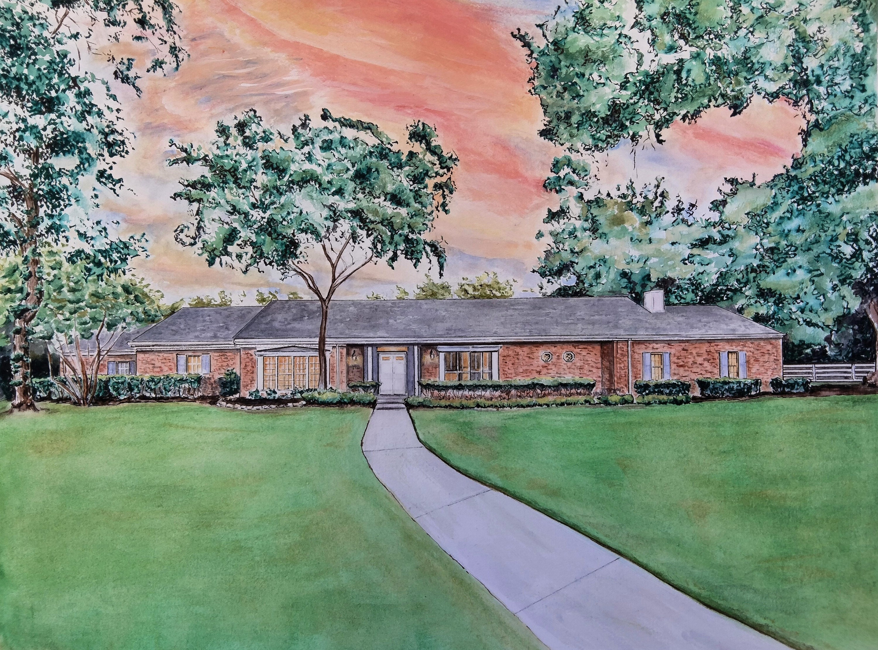 Custom HAND PAINTED Watercolor House Portrait/building Portrait - House ...