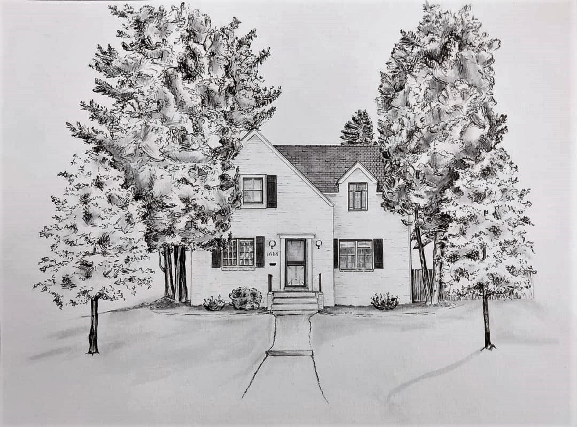 Custom HAND DRAWN Ink Building Portrait/house Portrait, House Warming ...