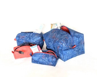 Travel bag set of four toiletry bags, Dopp kit, cosmetics, vacation necessities and accessories, bath and beauty, storage