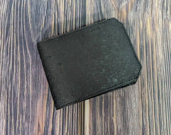 Men's black cork wallet, Vegan leather bifold wallet, Ecofriendly billfold, cash and card holder with RFID resistance