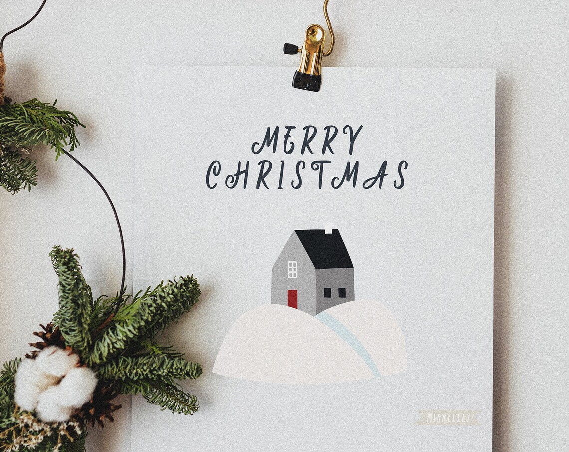 Retro Christmas Printable CLIPART Cute Winter Clipart PNG - Etsy