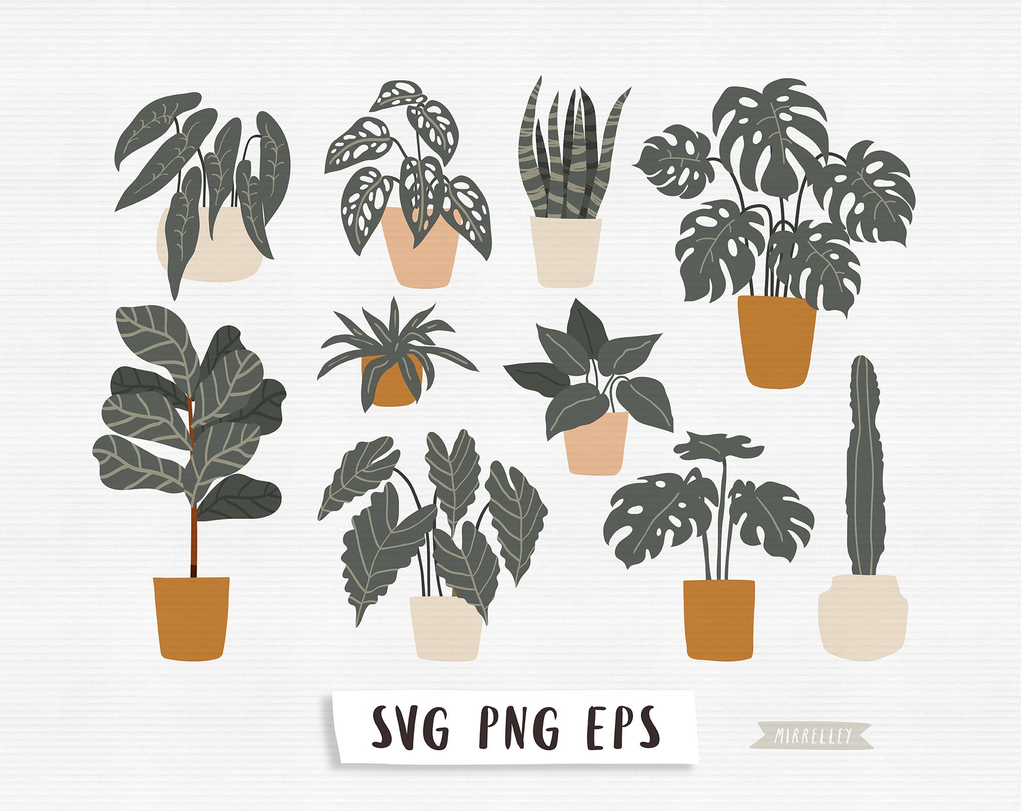 Plants Svg Greenery Clipart Succulent Svg Potted Plants Etsy