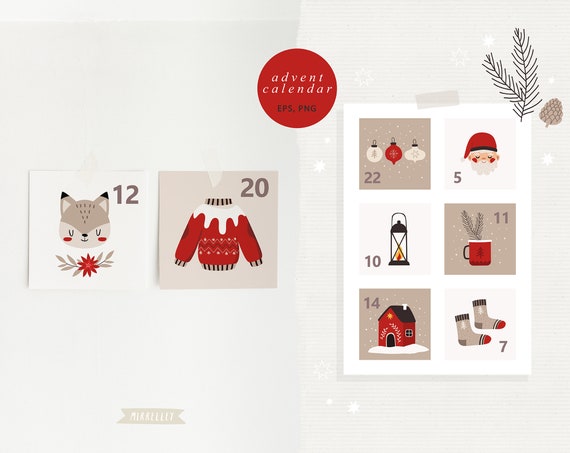 Advent Calendar Printable Pdf Christmas Countdown Calendar, Printable  Christmas Tags Download, Calendar Cards for Kids, Commercial Use - Etsy