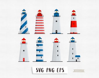 Lighthouse svg cut files Nautical baby shower clipart Cute summer clipart Marine clip art Commercial use Handdrawn lighthouse clipart