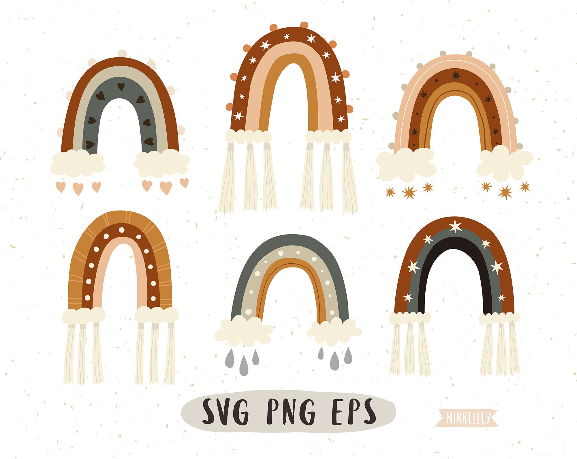 Boho rainbow svg Rainbow clipart Gender neutral rainbow clipart for