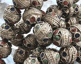 Set of 4: Handmade Moroccan Enamel Berber Beads