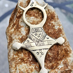 Trade Bead w/Multi Stone and Tuareg Cross Necklace (17-56) - Gallery 601