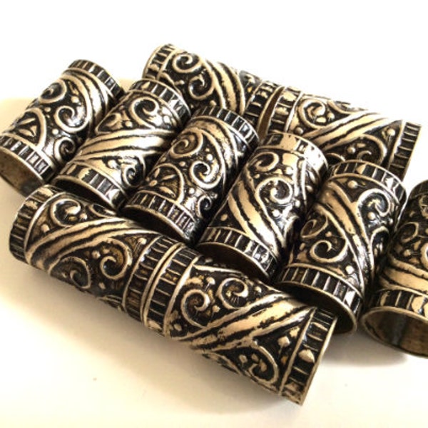 Moroccan tube metal bead-handmade-ornate-ethnic-jewelry making supplies-open ended barrel bead-artisanal west african bead