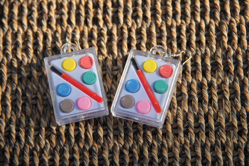 Paint Set Mini Earrings, Quirky Earrings, Novelty Earrings 