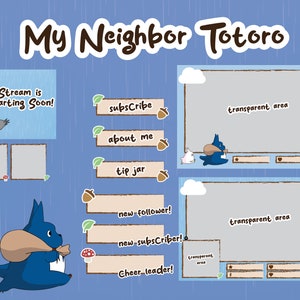 My Neighbor Totoro Inspired Studio Ghibli Twitch Stream Overlay Package Lofi Cozy Cute Panels & Starter Streaming Kit