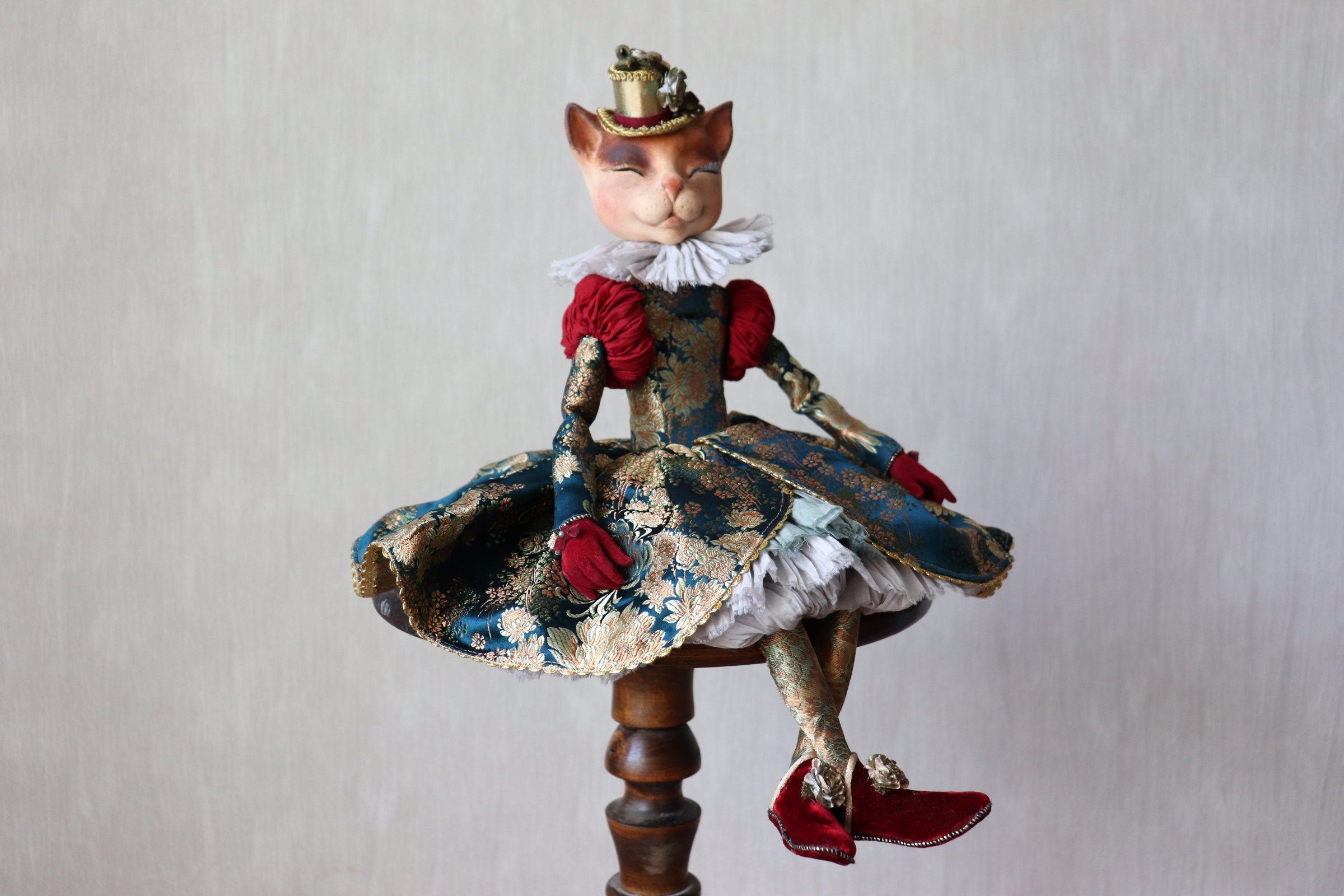 Victorian cat doll antique cat sculpture as cat lover gift Etsy