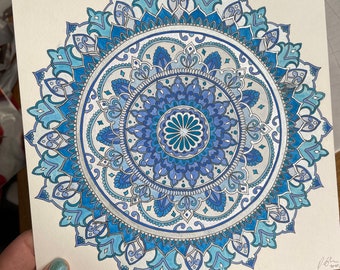 Blau Silber Mandala