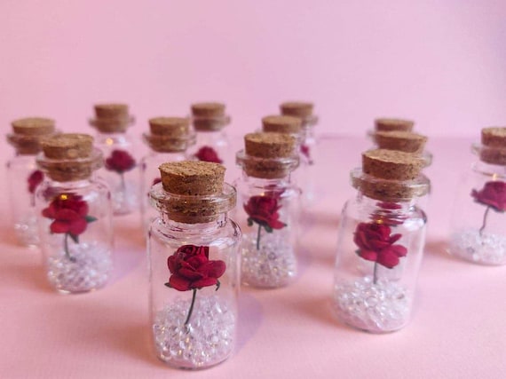 10pcs Rosas rojas, Rosa en una mini botella de vidrio, Favores de boda,  Regalo de invitado, Decoración, Fiesta, Rosas encantadas, Regalo de boda,  Regalo de agradecimiento -  España