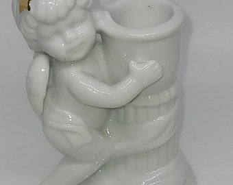 Vintage Ganz Porcelain Cherub Angel Candle Stick Holder